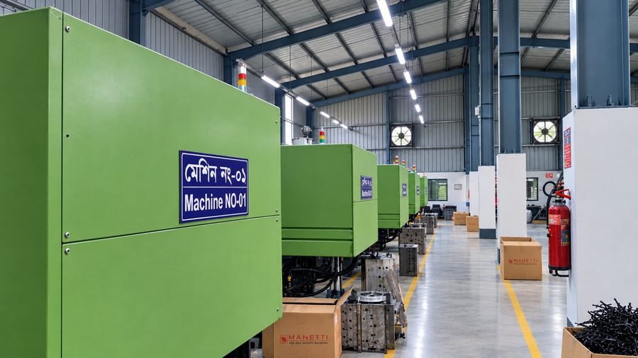 Moulding machines in a row